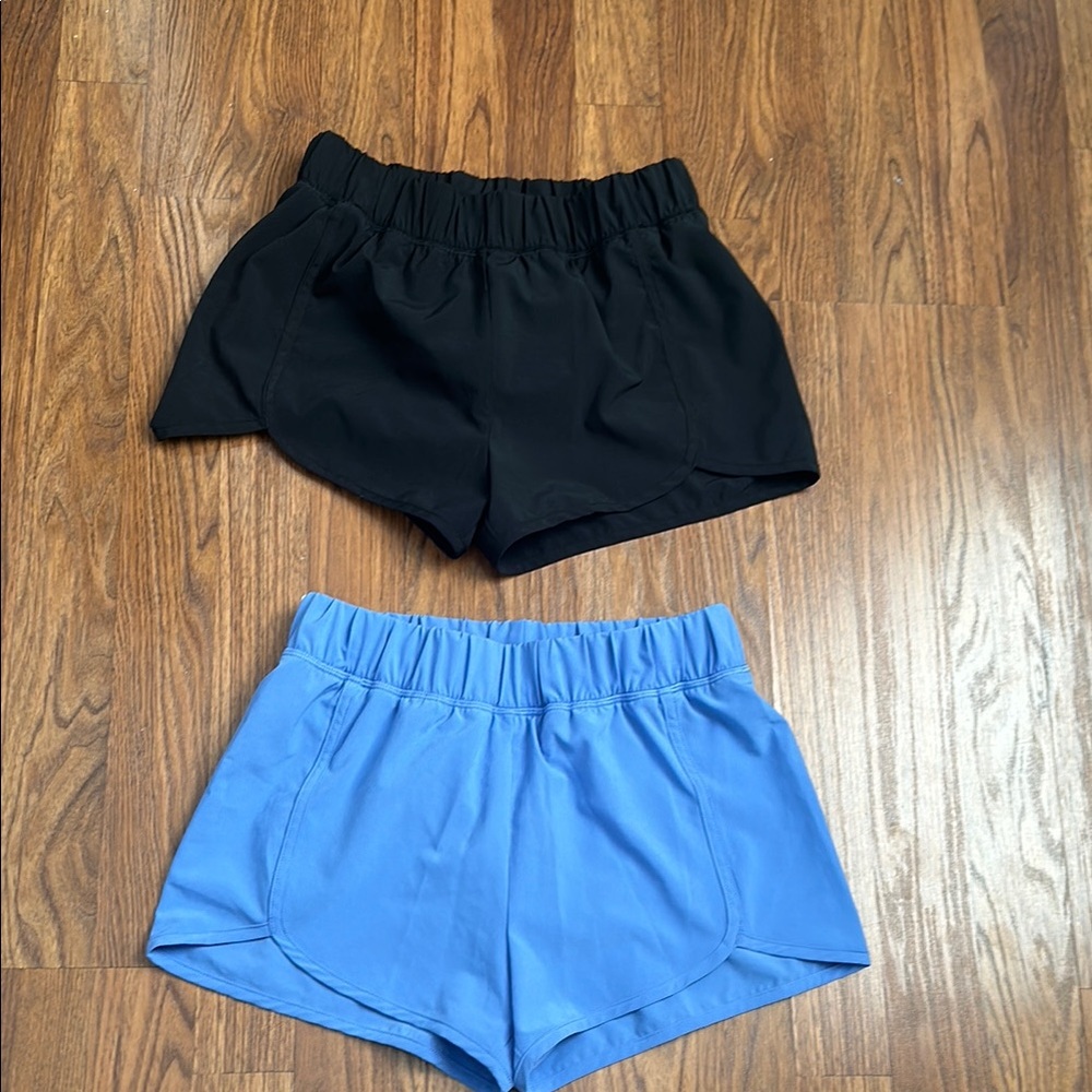 90 Degrees by Reflex Girls Athletic Shorts Set - 1 Black and 1 Blue